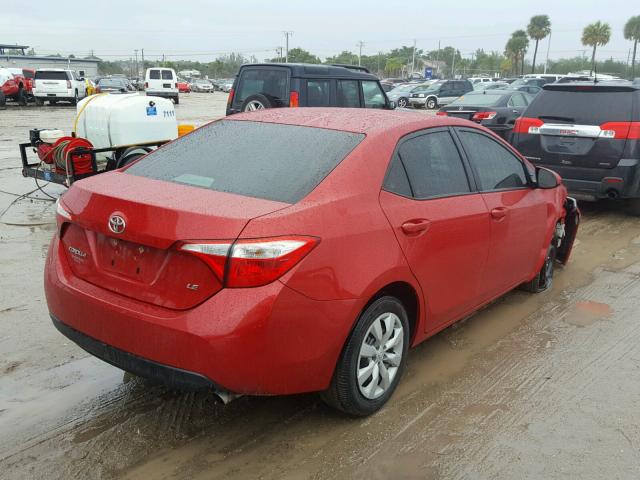 2T1BURHE4FC443641 - 2015 TOYOTA COROLLA L RED photo 4