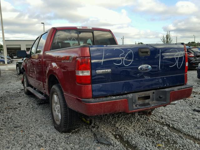 1FTRW12W87KD14913 - 2007 FORD F150 SUPER BURGUNDY photo 3