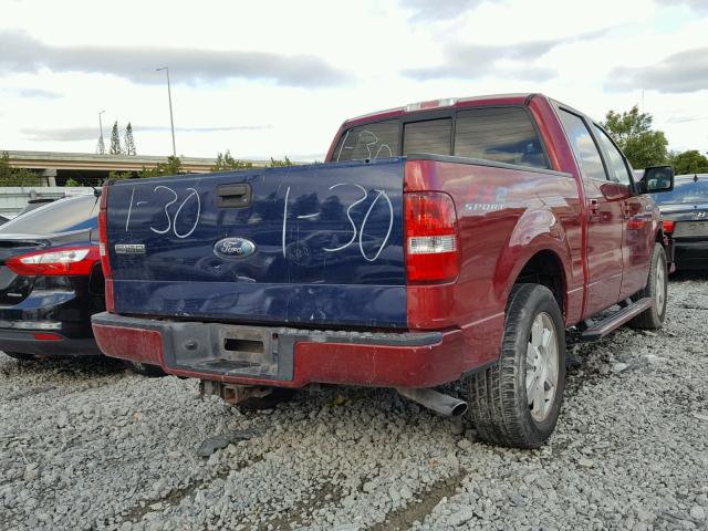 1FTRW12W87KD14913 - 2007 FORD F150 SUPER BURGUNDY photo 4