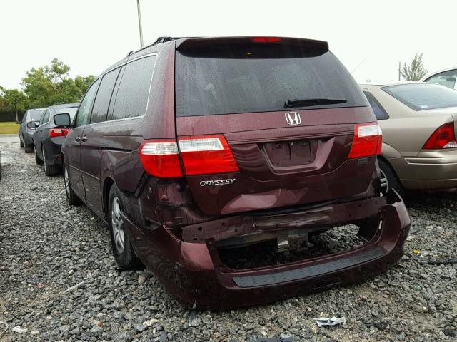 5FNRL38447B426132 - 2007 HONDA ODYSSEY EX RED photo 3