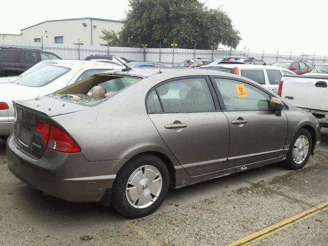 JHMFA36257S020940 - 2007 HONDA CIVIC HYBR GRAY photo 4