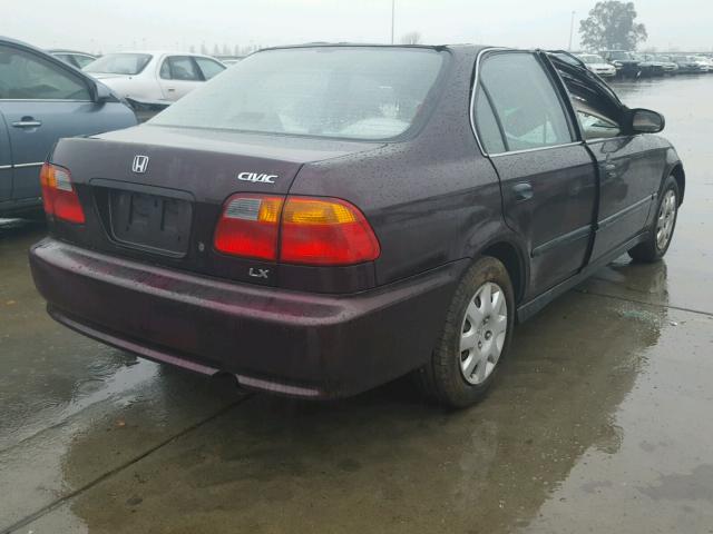 2HGEJ6670YH528883 - 2000 HONDA CIVIC LX PURPLE photo 4