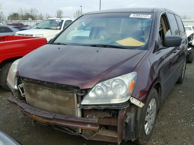 5FNRL38227B013768 - 2007 HONDA ODYSSEY LX BURGUNDY photo 2