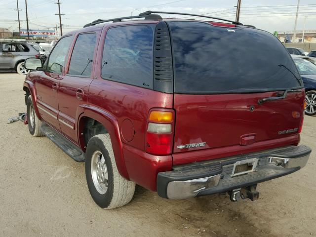 1GNEK13T62J193593 - 2002 CHEVROLET TAHOE K150 BURGUNDY photo 3