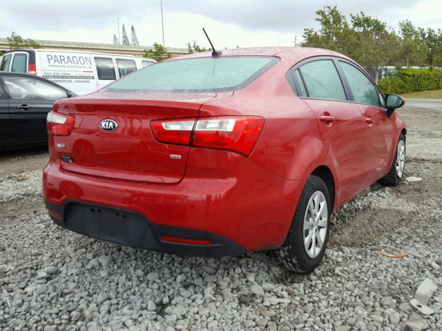 KNADM4A36F6437705 - 2015 KIA RIO LX RED photo 4