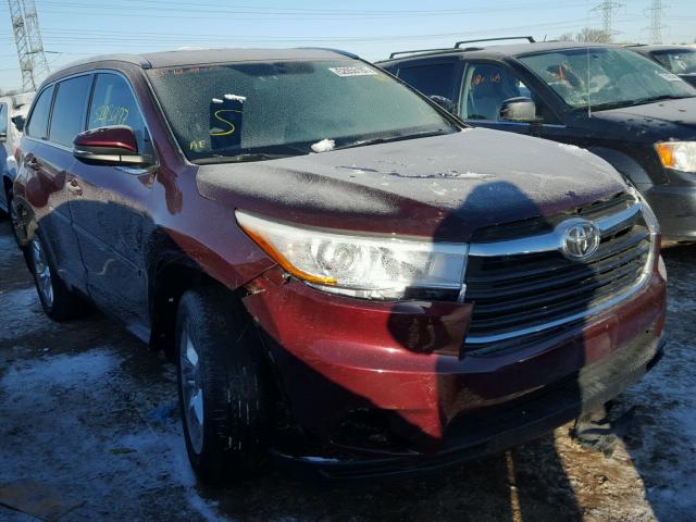 5TDDKRFH7GS240747 - 2016 TOYOTA HIGHLANDER BURGUNDY photo 1