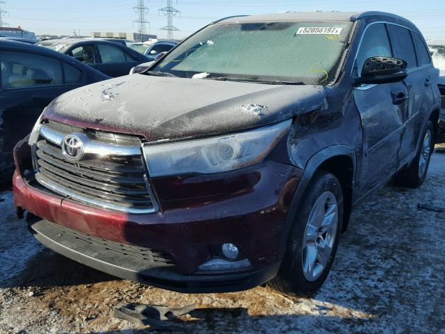 5TDDKRFH7GS240747 - 2016 TOYOTA HIGHLANDER BURGUNDY photo 2