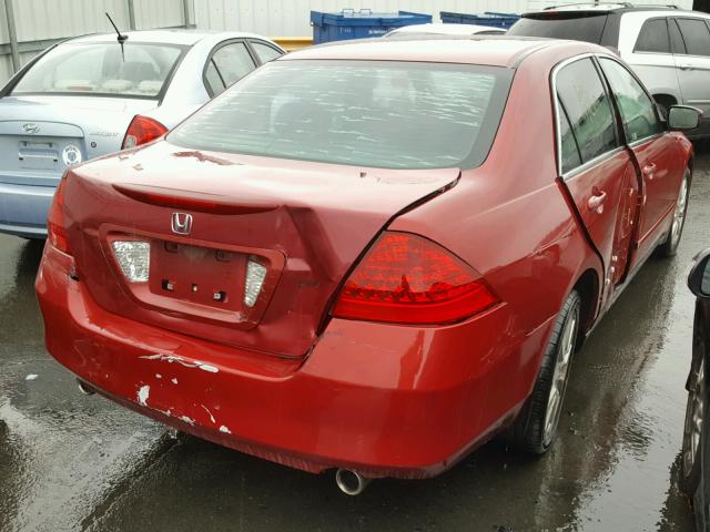 1HGCM66477A043819 - 2007 HONDA ACCORD SE RED photo 4