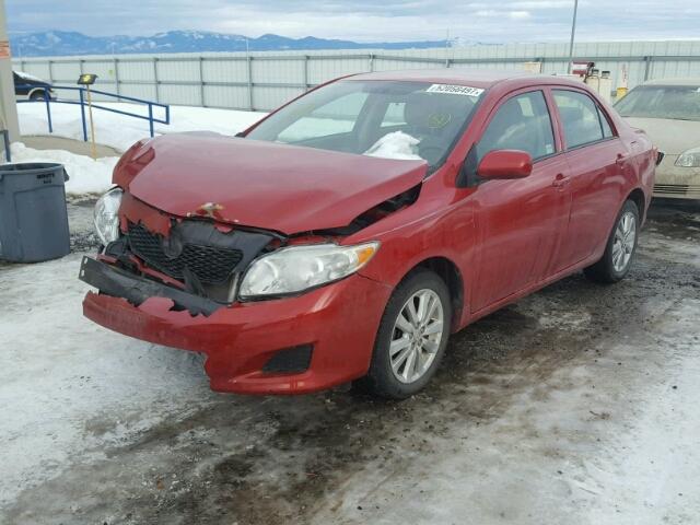 1NXBU4EE8AZ277221 - 2010 TOYOTA COROLLA BA RED photo 2