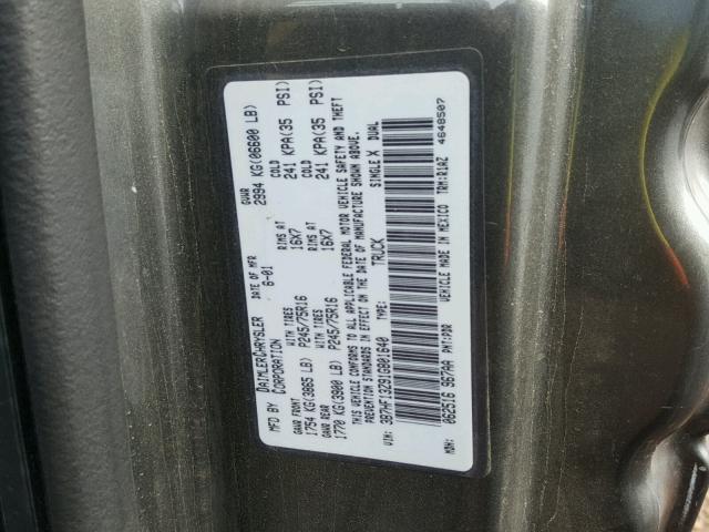 3B7HF13Z91G801640 - 2001 DODGE RAM 1500 GRAY photo 10