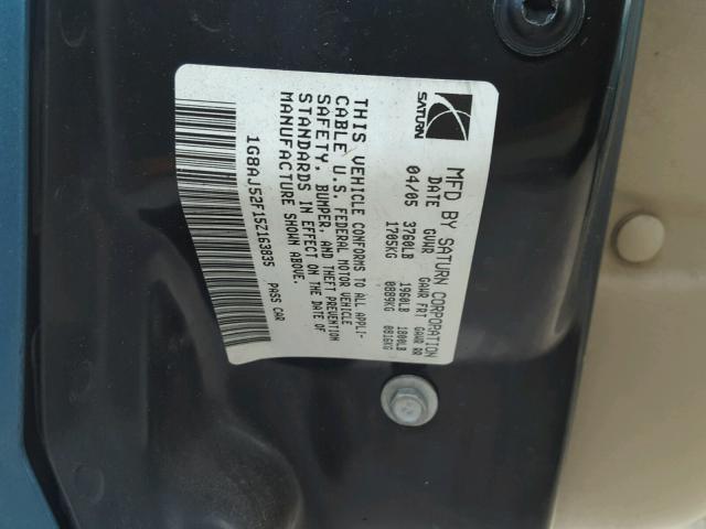 1G8AJ52F15Z163835 - 2005 SATURN ION LEVEL BLUE photo 10