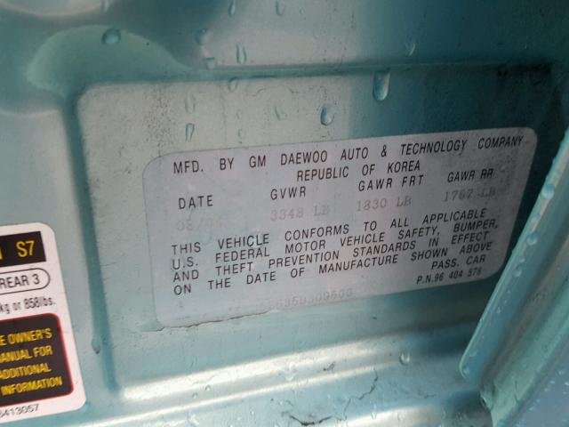 KL1TD52635B309500 - 2005 CHEVROLET AVEO BASE TEAL photo 10