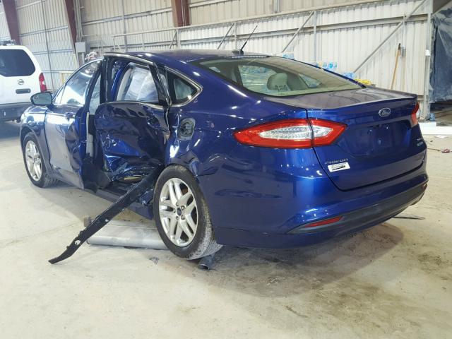 3FA6P0HR2DR153399 - 2013 FORD FUSION SE BLUE photo 3