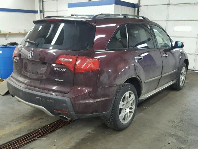 2HNYD284X7H532821 - 2007 ACURA MDX TECHNO MAROON photo 4