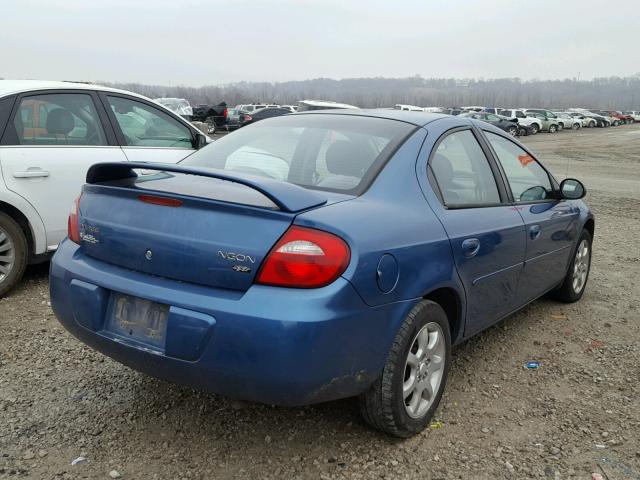 1B3ES56C03D133354 - 2003 DODGE NEON SXT BLUE photo 4