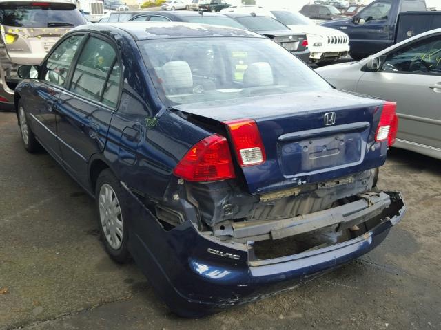 2HGES16584H530177 - 2004 HONDA CIVIC LX BLUE photo 3