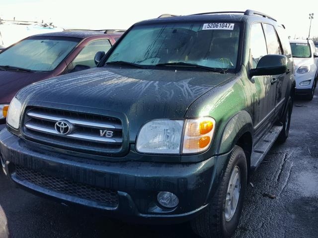 5TDBT48A72S120401 - 2002 TOYOTA SEQUOIA LI GREEN photo 2