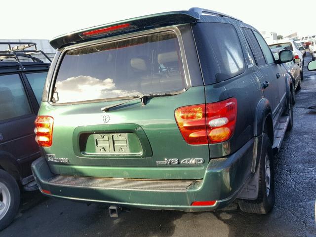 5TDBT48A72S120401 - 2002 TOYOTA SEQUOIA LI GREEN photo 4