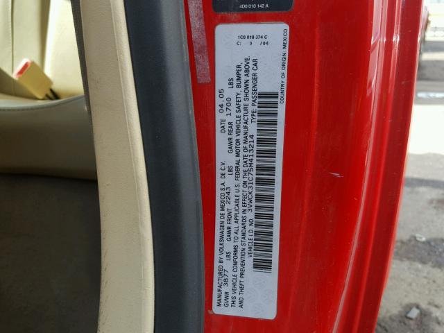 3VWCK31C75M413214 - 2005 VOLKSWAGEN NEW BEETLE 红色 照片 10