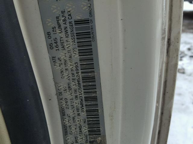 3VWRW31C58M524993 - 2008 VOLKSWAGEN NEW BEETLE 奶油色 照片 10