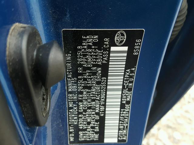 4T1BF1FK9GU525529 - 2016 TOYOTA CAMRY LE BLUE photo 10