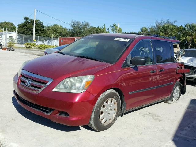 5FNRL38296B128317 - 2006 HONDA ODYSSEY LX RED photo 2