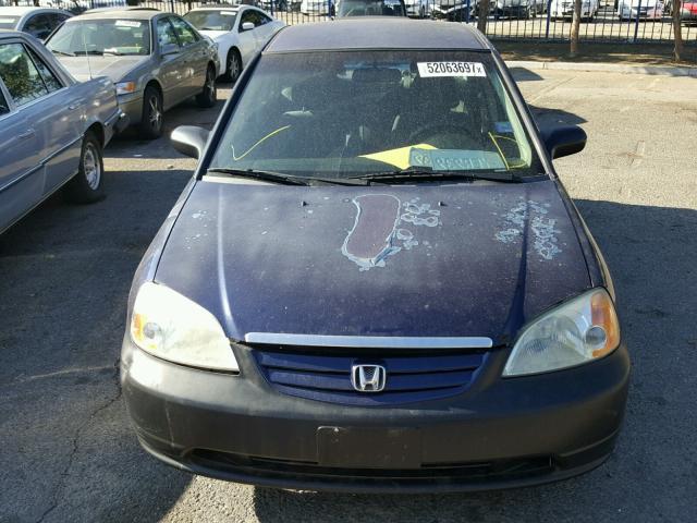 2HGES16513H616672 - 2003 HONDA CIVIC LX BLUE photo 9