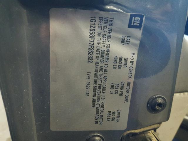 1G1ZS58F77F262332 - 2007 CHEVROLET MALIBU LS GRAY photo 10