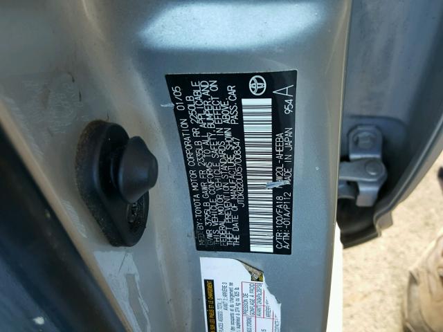 JTDKB20UX57008347 - 2005 TOYOTA PRIUS SILVER photo 10