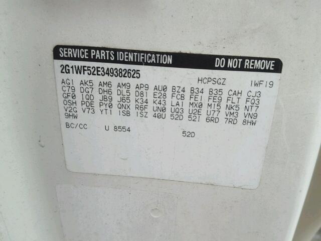 2G1WF52E349382625 - 2004 CHEVROLET IMPALA 白色 照片 10