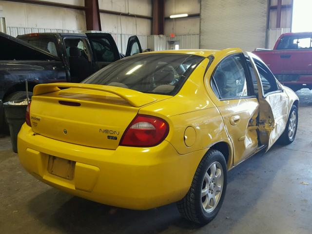 1B3AS56C14D586172 - 2004 DODGE NEON SXT YELLOW photo 4