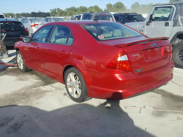 3FAHP0HA9CR429160 - 2012 FORD FUSION SE RED photo 3