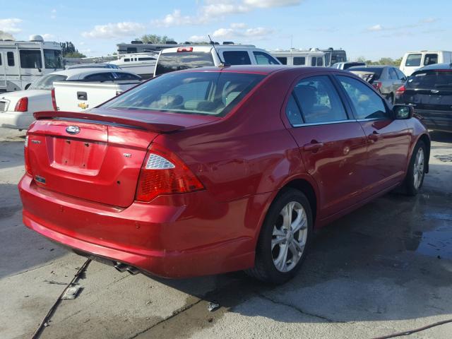 3FAHP0HA9CR429160 - 2012 FORD FUSION SE RED photo 4