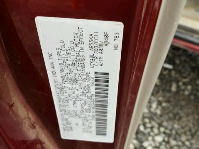 5TBBT44103S404775 - 2003 TOYOTA TUNDRA ACC MAROON photo 10