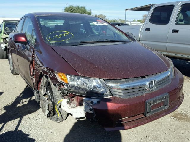 2HGFB2F57CH586863 - 2012 HONDA CIVIC LX MAROON photo 1