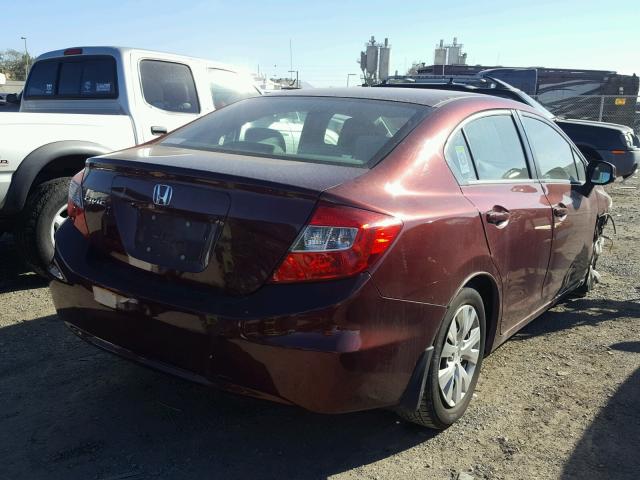 2HGFB2F57CH586863 - 2012 HONDA CIVIC LX MAROON photo 4