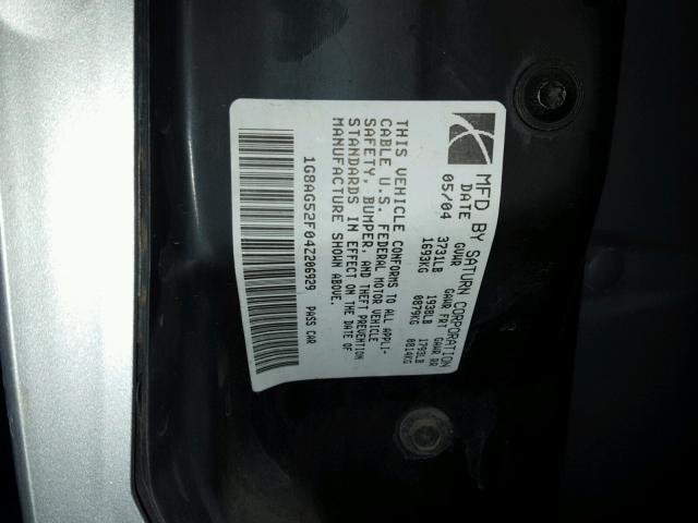 1G8AG52F04Z206929 - 2004 SATURN ION LEVEL GOLD photo 10