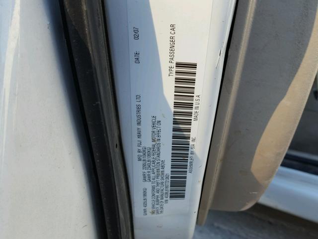 4S3BL616077213621 - 2007 SUBARU LEGACY 2.5 WHITE photo 10