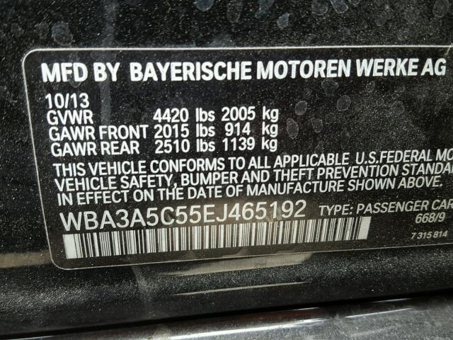 WBA3A5C55EJ465192 - 2014 BMW 328 I BLACK photo 10