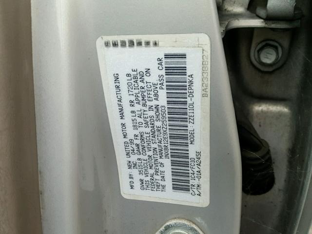 1NXBR12E9XZ259503 - 1999 TOYOTA COROLLA VE SILVER photo 10