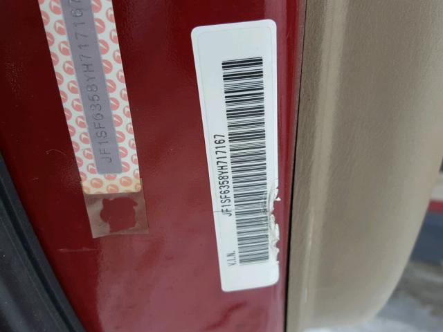 JF1SF6358YH717167 - 2000 SUBARU FORESTER L RED photo 10