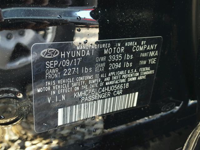 KMHC65LC4HU056618 - 2017 HYUNDAI IONIQ BLUE BLACK photo 10