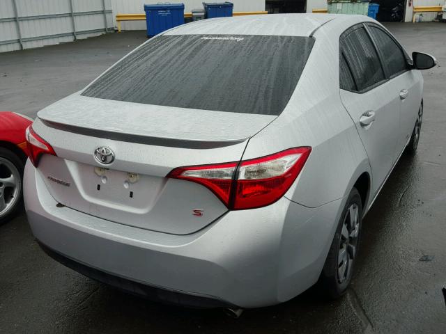 5YFBURHE6FP331827 - 2015 TOYOTA COROLLA L SILVER photo 4