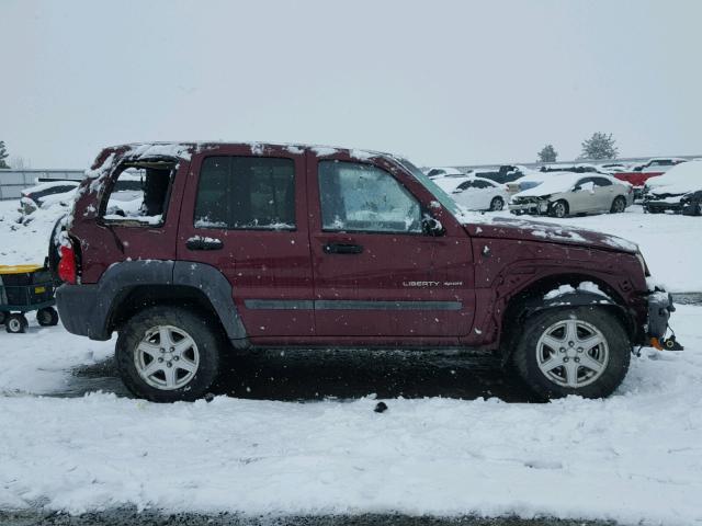 1J4GL48KX2W272617 - 2002 JEEP LIBERTY SP MAROON photo 9