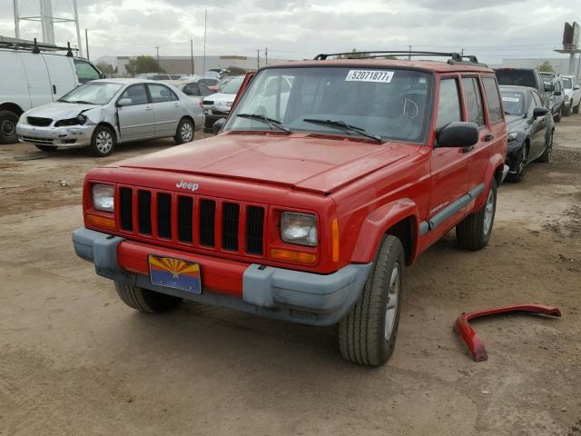 1J4FF68SXXL554280 - 1999 JEEP CHEROKEE S RED photo 2