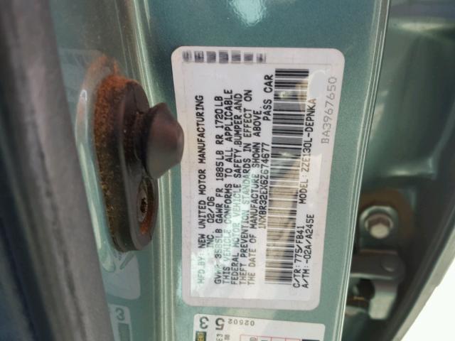 1NXBR32EX6Z674677 - 2006 TOYOTA COROLLA CE BLUE photo 10