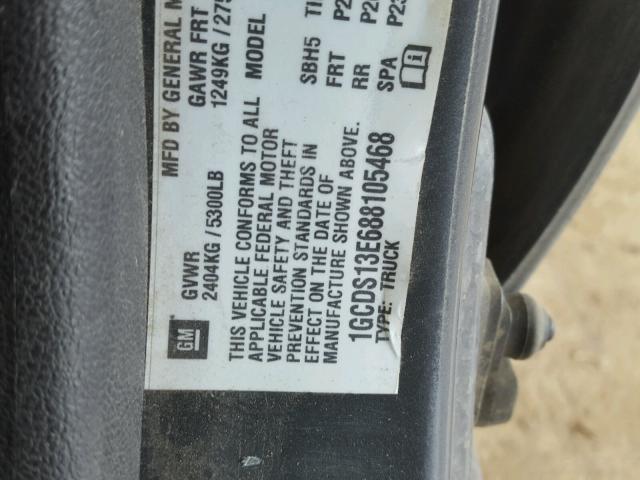 1GCDS13E688105468 - 2008 CHEVROLET COLORADO GRAY photo 10