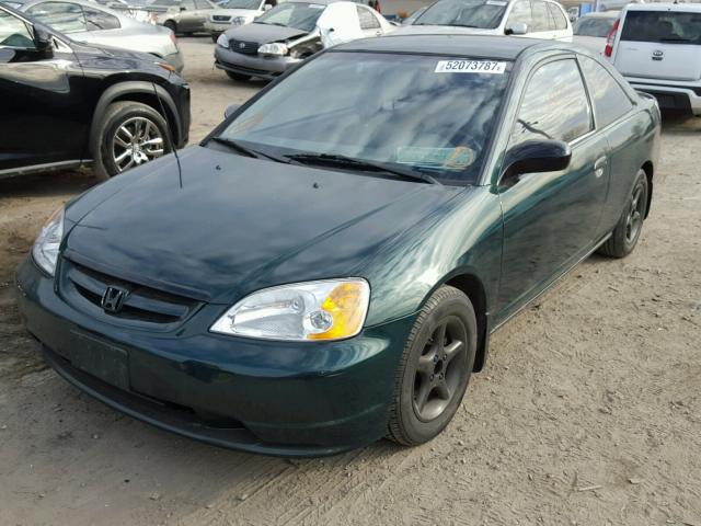 1HGEM21291L049379 - 2001 HONDA CIVIC DX GREEN photo 2