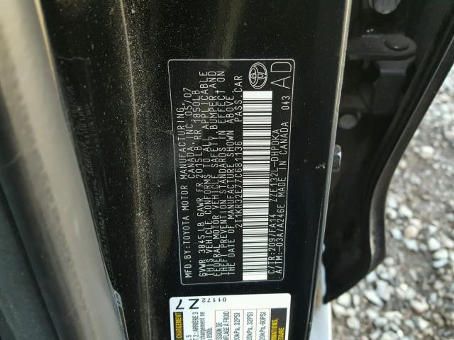 2T1KR32E77C681136 - 2007 TOYOTA COROLLA MA BLACK photo 10