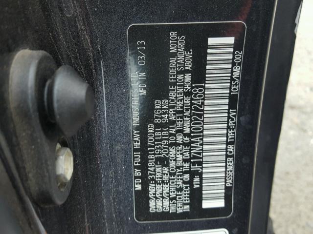 JF1ZNAA10D2724681 - 2013 TOYOTA SCION FR-S შავი ფოტო 10